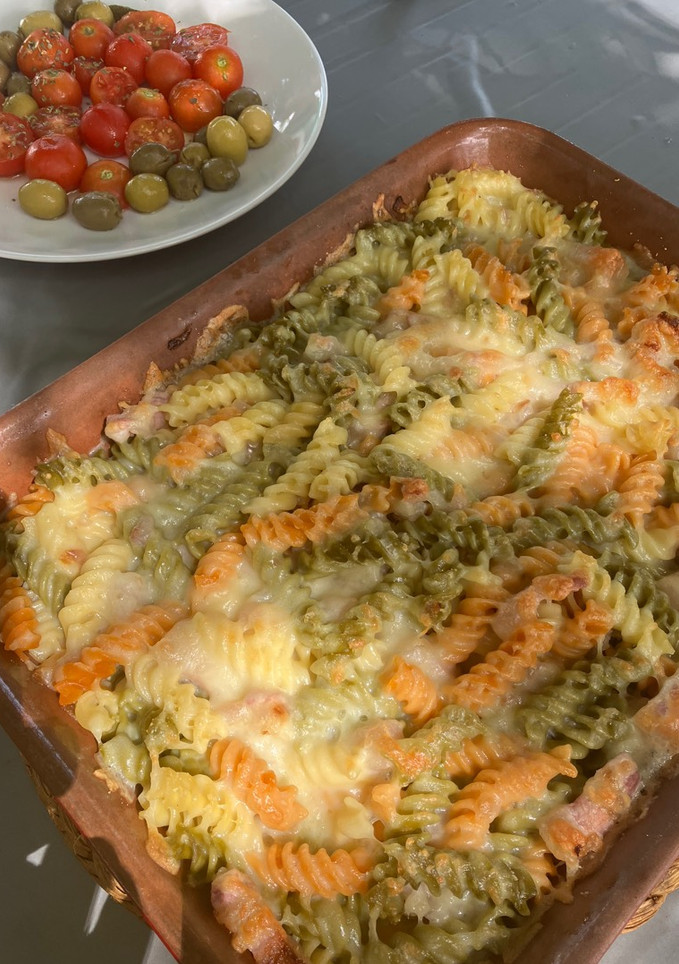 Una foto de Espirales con panceta salada ibérica, para comer en familia
