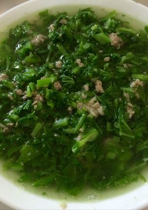 Hình của món Rau cải nấu thịt băm.