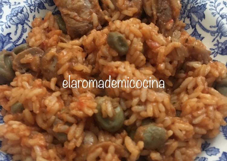 Arroz con costillas y habitas baby