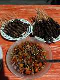 Sate kambing dan sate usus ayam bumbu kecap cabe tomat