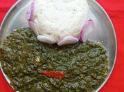 A picture of amaranth saag