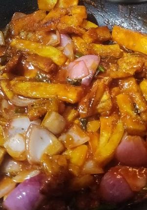 A picture of Crispy Chilli Raw Banana.
