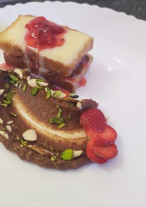 A picture of WorkShop Chocolate hummus with strawberry flavoured toast.