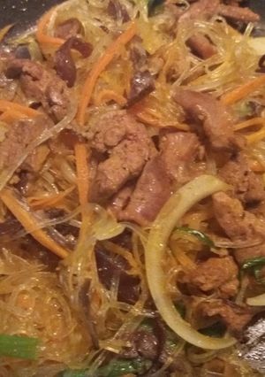 Hình của món Miến Xào Lòng Gà.