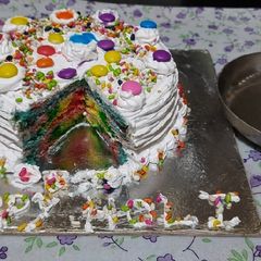 A picture of Holi special Vanilla colourful cake.