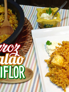 Una foto de Arroz con bacalao y coliflor