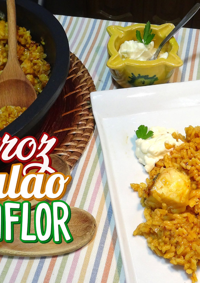 Una foto de Arroz con bacalao y coliflor