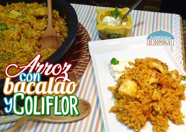 Arroz con bacalao y coliflor