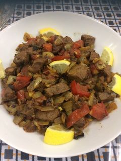 صورة لوصفة قلب وكبده بالثوم والطماطم 😋😋لغاليتي ياسمينه