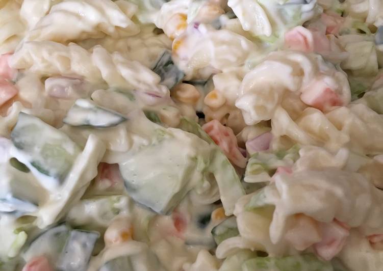 Simple Way to Make Any-night-of-the-week White pasta with salad n mayonnaise