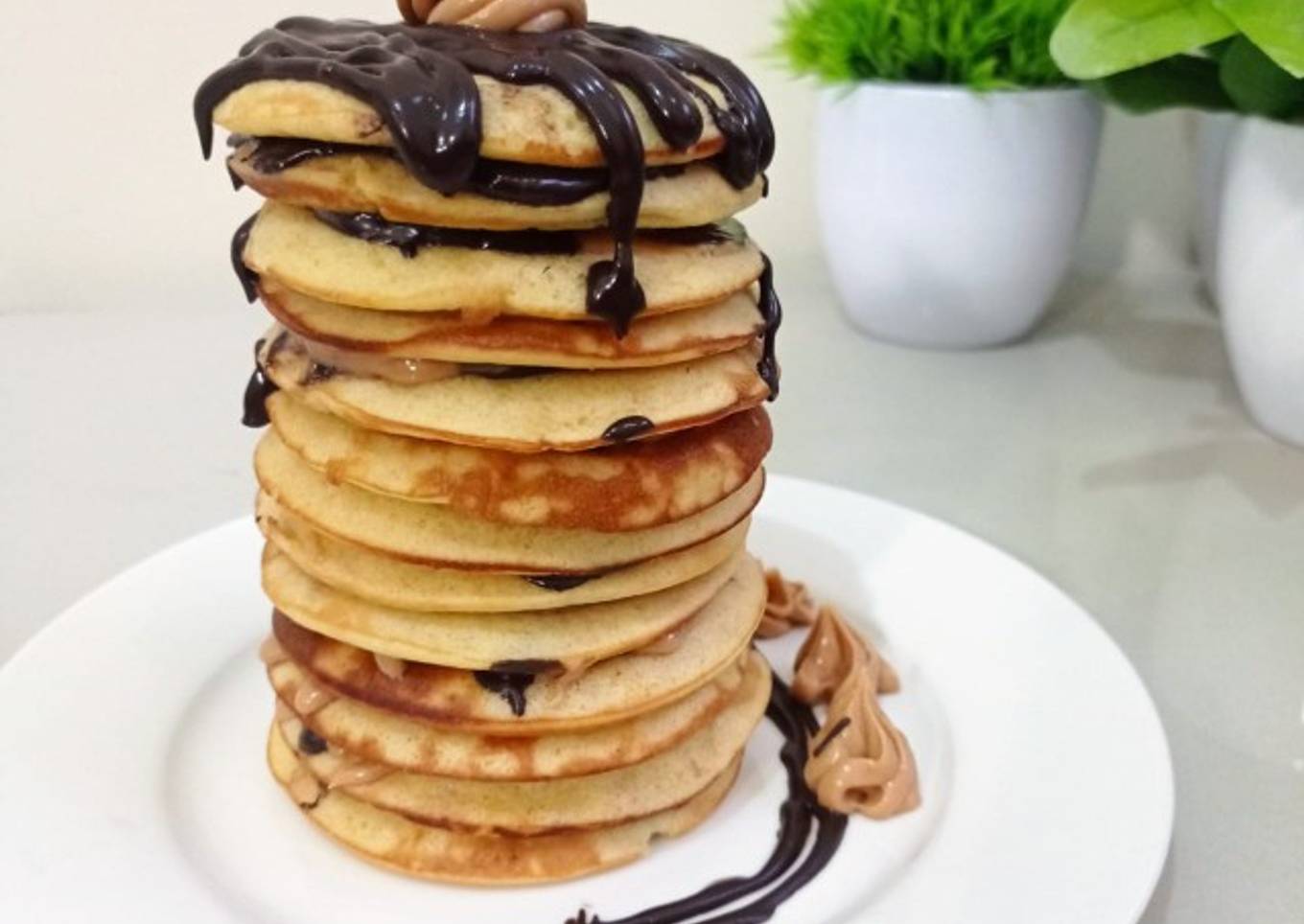 Pancake selai kacang coklat
