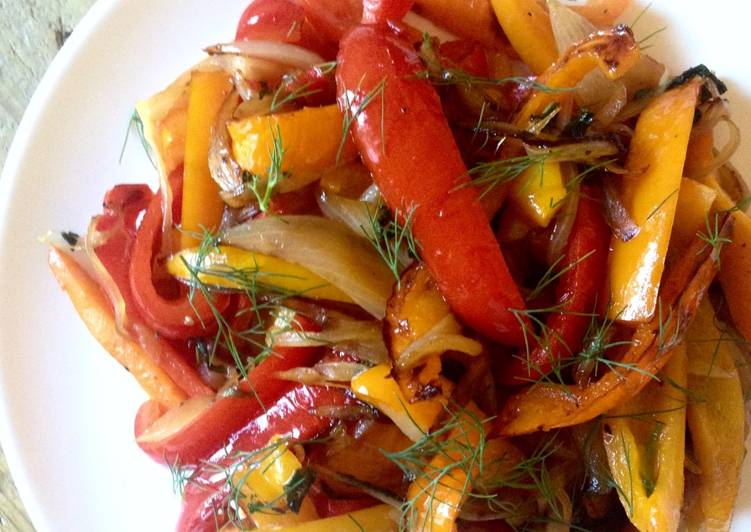 Recipe of Award-winning Colorful Fry Pan Peppers and Onions