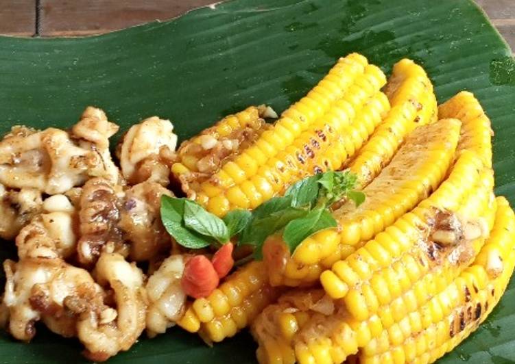 Sweet corn calamari with salted egg