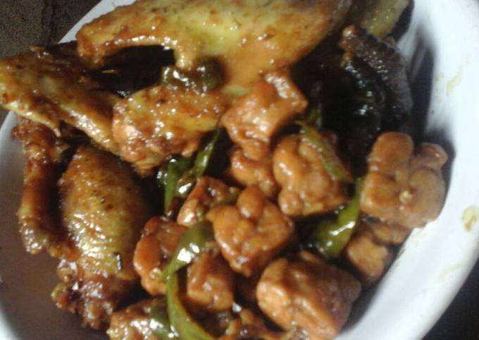 Tempe + ayam kecap cabe ijo