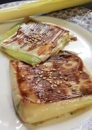 Una foto de Puerros rellenos: sin gluten, vegan, 2 ingredientes