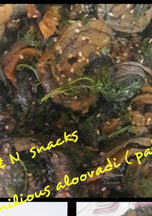 A picture of Guju special Patra (aloo vadi).