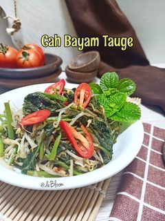 Foto resep 989. Cah Bayam Tauge Bumbu Iris