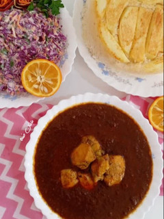عکسی از دستور خورش کدو حلوایی و رب انار