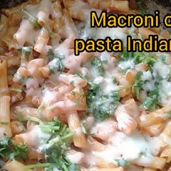 A picture of Macaroni cheese pasta Indian style.