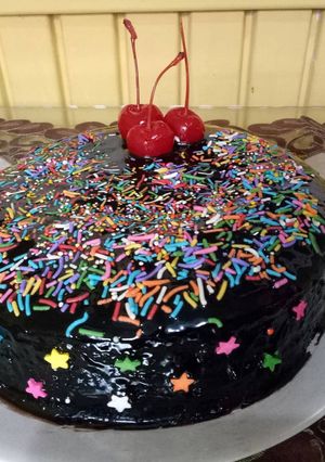Foto resep White egg chocholate sponge cake with ganache