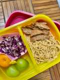 Bekal anak sd spaghetti telur asin w/ patty slice