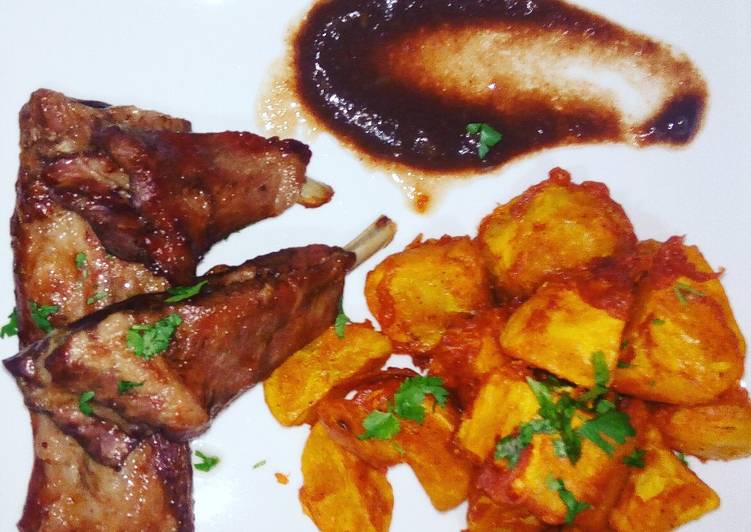 Recipe of Ultimate #week4recipechallenge.Viazi karai,pork chops, tamarind sauce