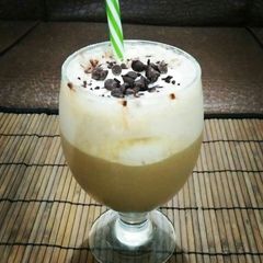 A picture of Cold Coffee with vanila ice cream🍺🍦.