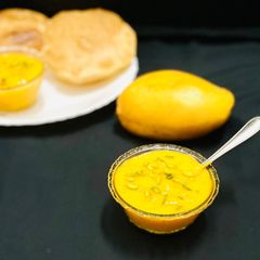 A picture of Aamras (sweet mango pulp).