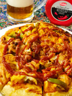 عکسی از دستور پیتزا گوشت و قارچ