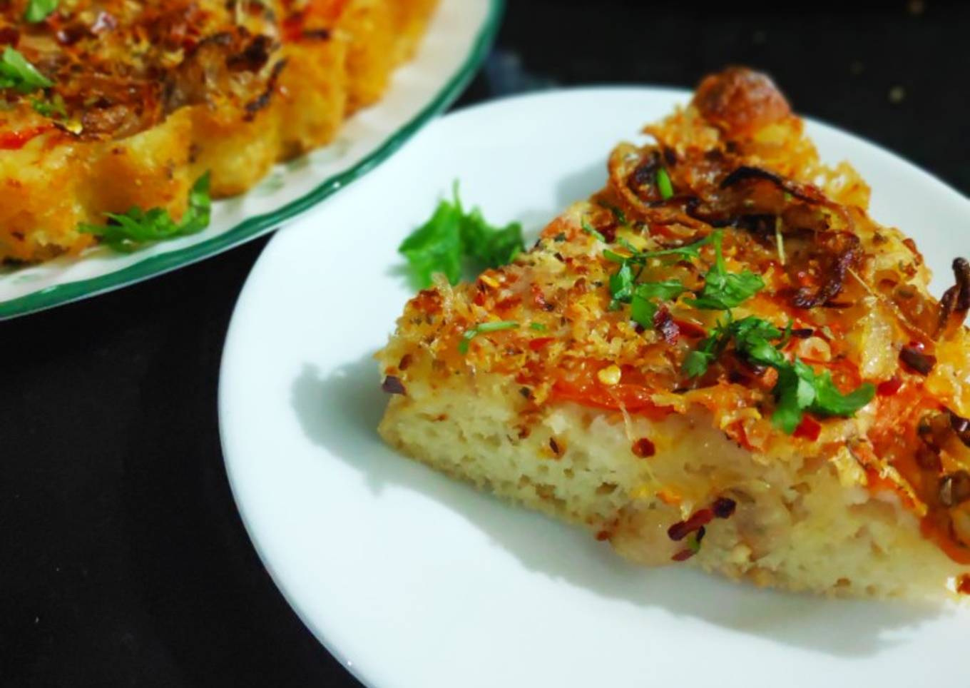 Quick Foccasia with Caramelised onion and tomato