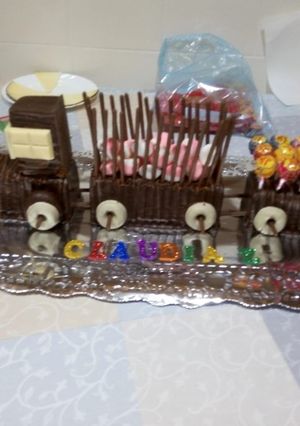 Una foto de Tarta tren de chocolate