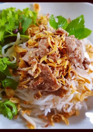 A picture of Vietnamese Noodle Salad (Bún trộn).