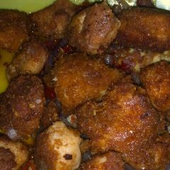 A picture of Chicken nugget with cornflakes.