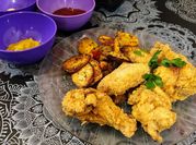 Una foto de pollo frito con maizena