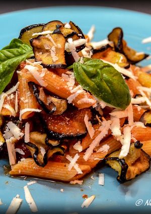 A picture of Penne alla Norma.