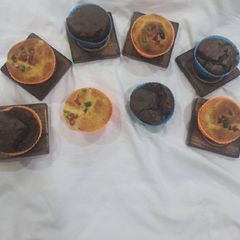 A picture of Tutti frutti and chocolate muffins.