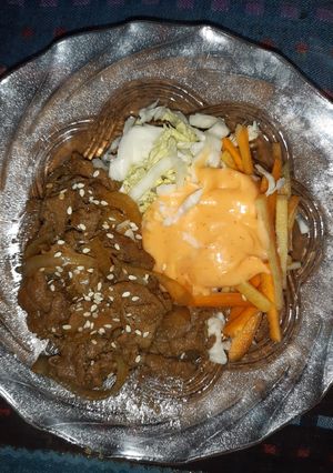 Foto resep Beef Teriyaki dan salad ala hokben