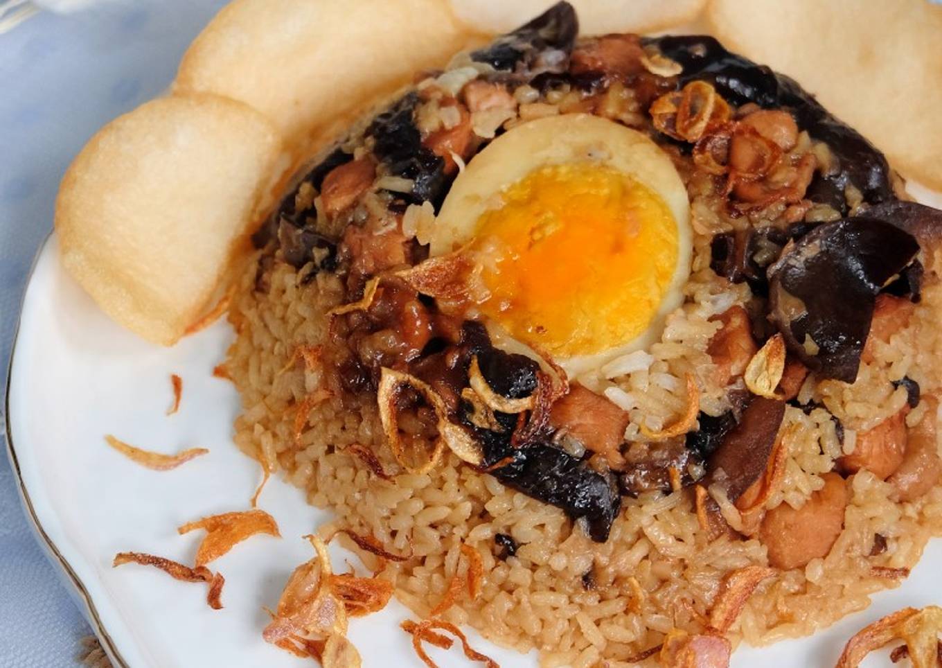 Nasi Tim Ayam Jamur (Rice Cooker)