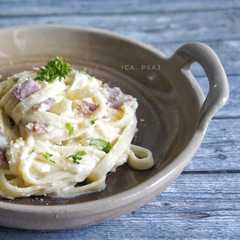 A picture of Fettucine carbonara (tanpa telur).