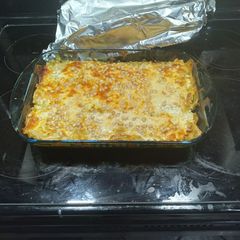 A picture of Pesto, Sausage and Pea Lasagna.