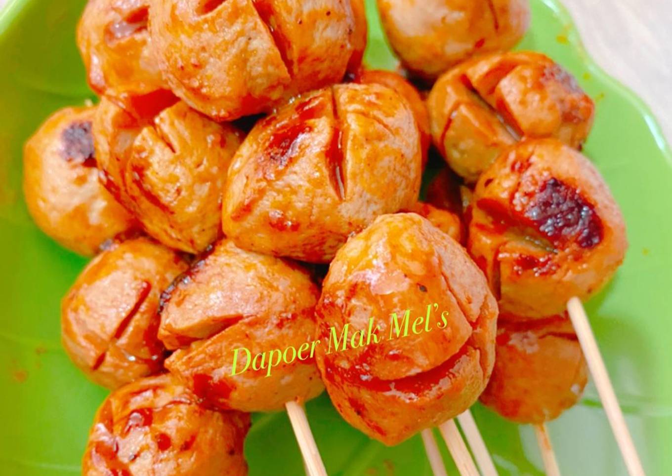 Sate bakso bumbu barbeque