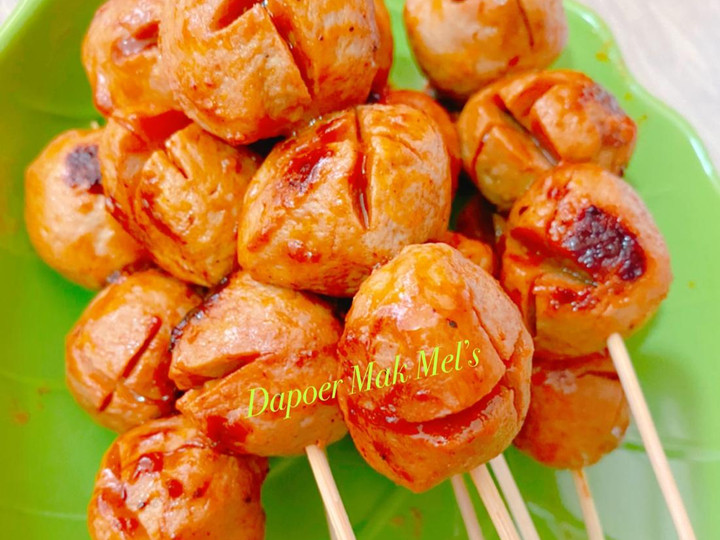 Resep: Sate bakso bumbu barbeque Enak Dan Mudah