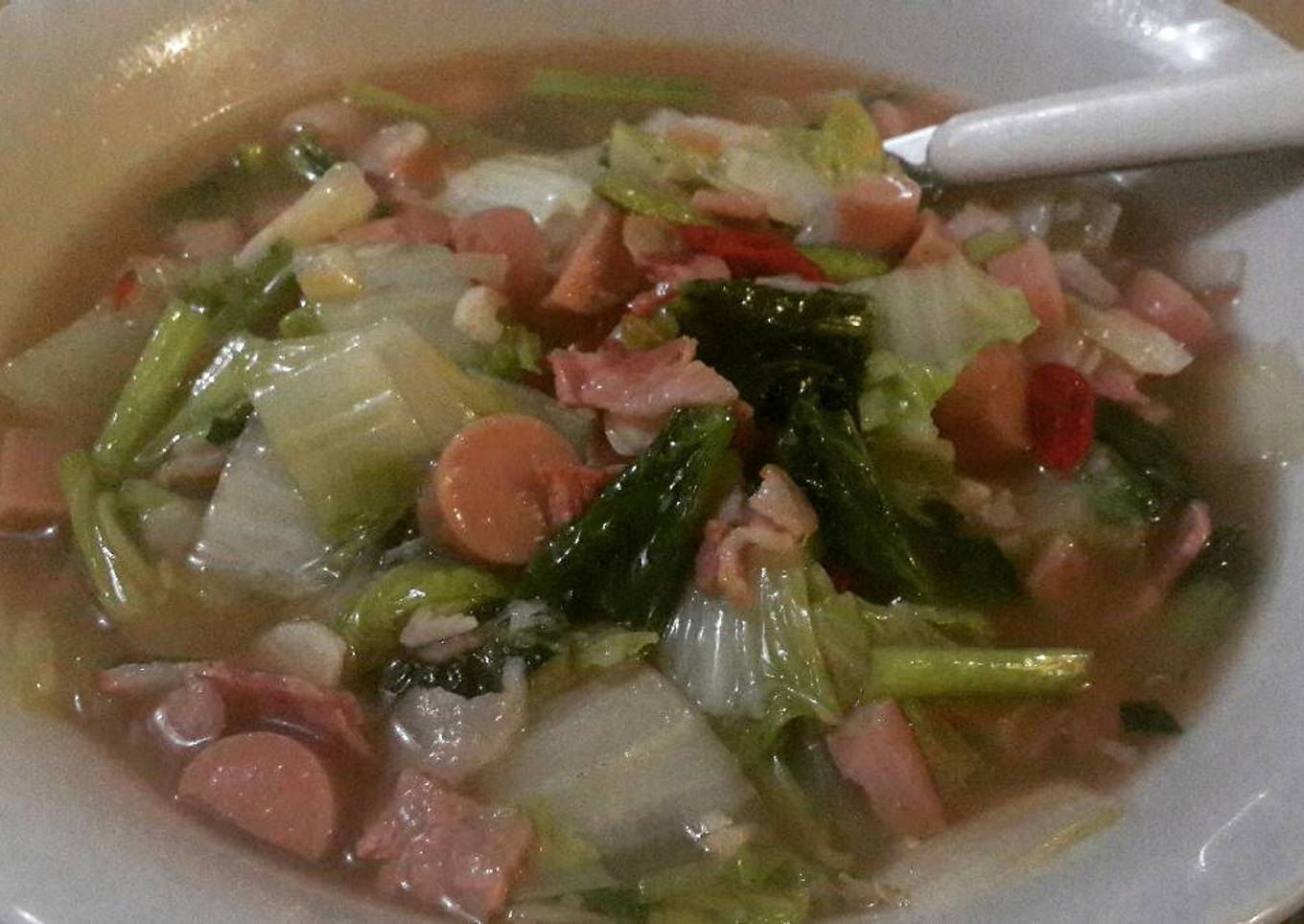 Cah Caisim Sawi Putih with Bacon & Sosis