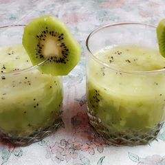 A picture of Kiwi and orange slushy.