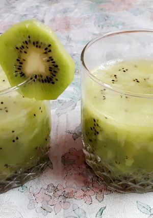 A picture of Kiwi and orange slushy.