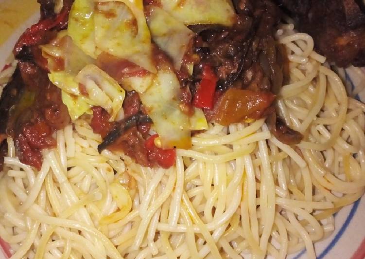 Recipe of Homemade Pasta and delicious dried fish sauce