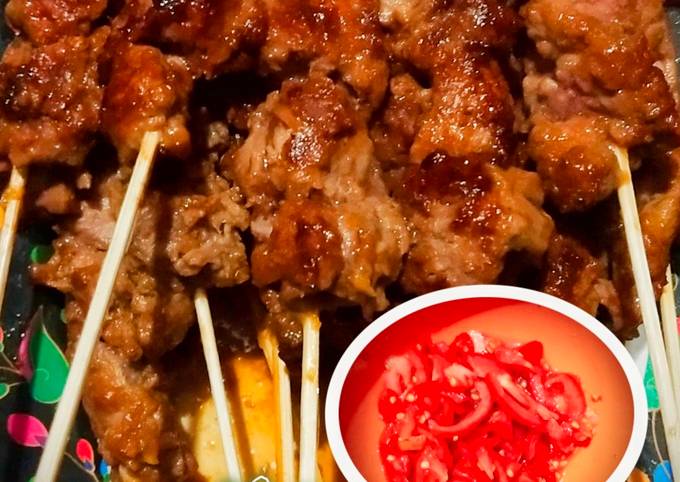 Resep memasak 124. Sate Maranggi Daging Sapi (pake teflon) untuk Lebaran dijamin sedap