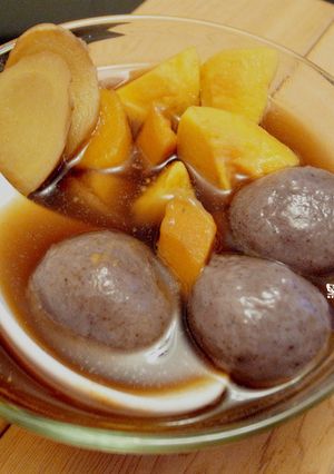 冬至♫黑糖薑汁地瓜湯圓❤ 的食譜成品照片