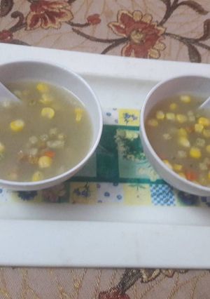 A picture of Corn and Vegies.Soup.