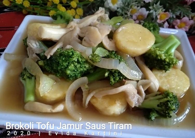 Brokoli Tofu Jamur Saus Tiram